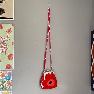 Red floral crossbody purse